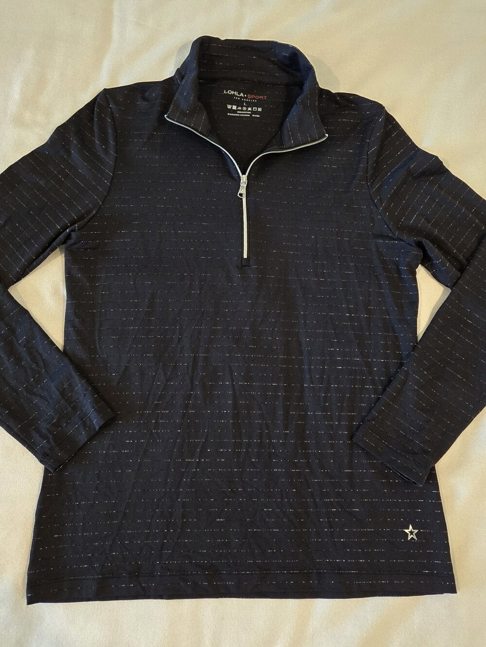 Lohla Sport Women's Metallic Striped Quarter-Zip Pullover Size Large